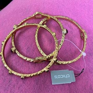 Chico’s triple bracelet with tags - gold tone color